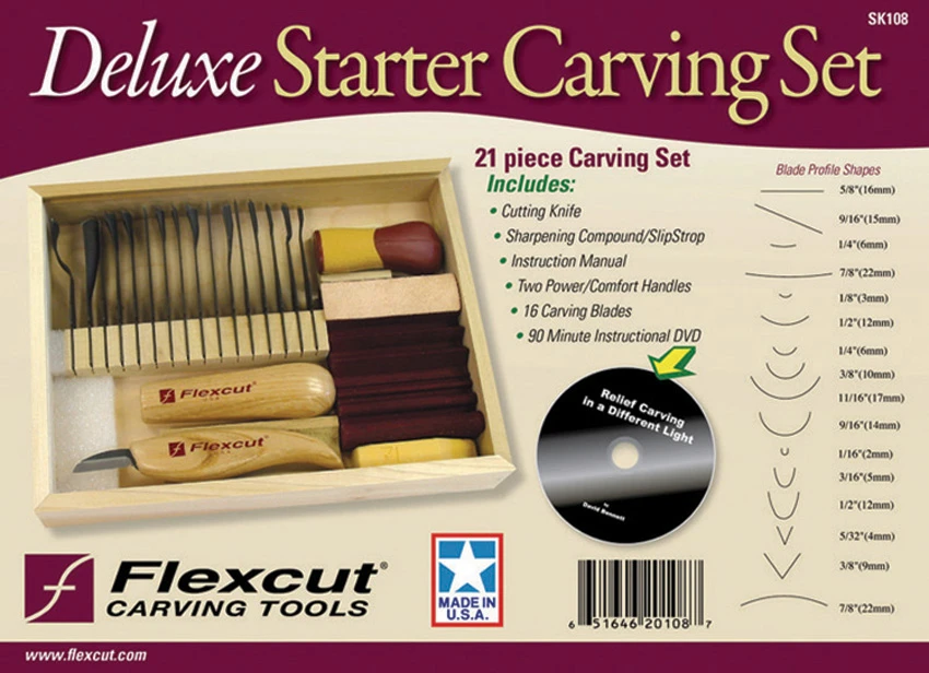 Flexcut Deluxe 21 Piece Starter Carving Craft Knife Set - FLEXSK108, Flexcut Deluxe 21 Piece Starter Carving Craft Knife Set - FLEXSK108 for Sale, Flexcut Deluxe 21 Piece Starter Carving Craft Knife Set - FLEXSK108