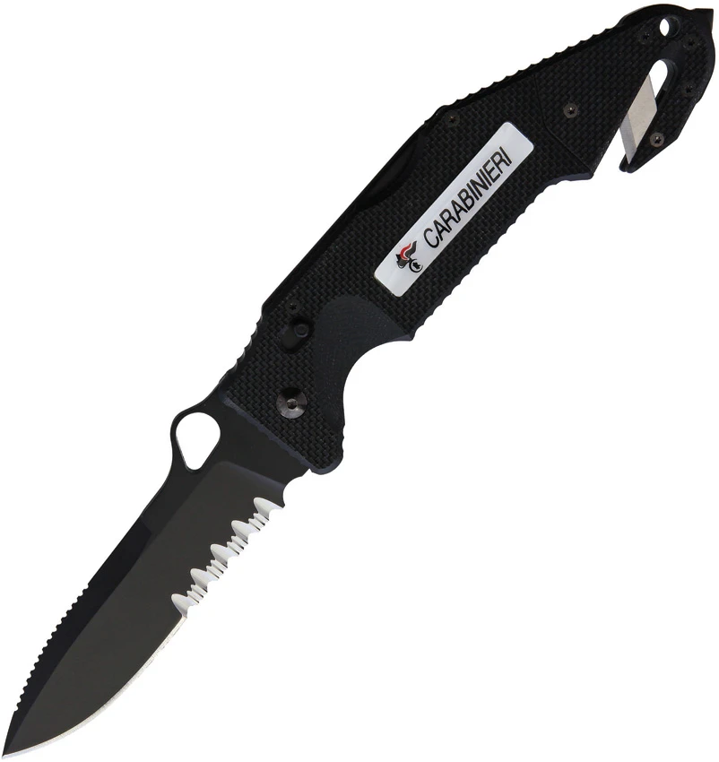 Fox Knives Utility Rescue Lockback Knife Black G-10 (4" Black Serr), Fox Knives Utility Rescue Lockback Knife Black G-10 (4" Black Serr) for Sale, Fox Knives Utility Rescue Lockback Knife Black G-10 (4" Black Serr)