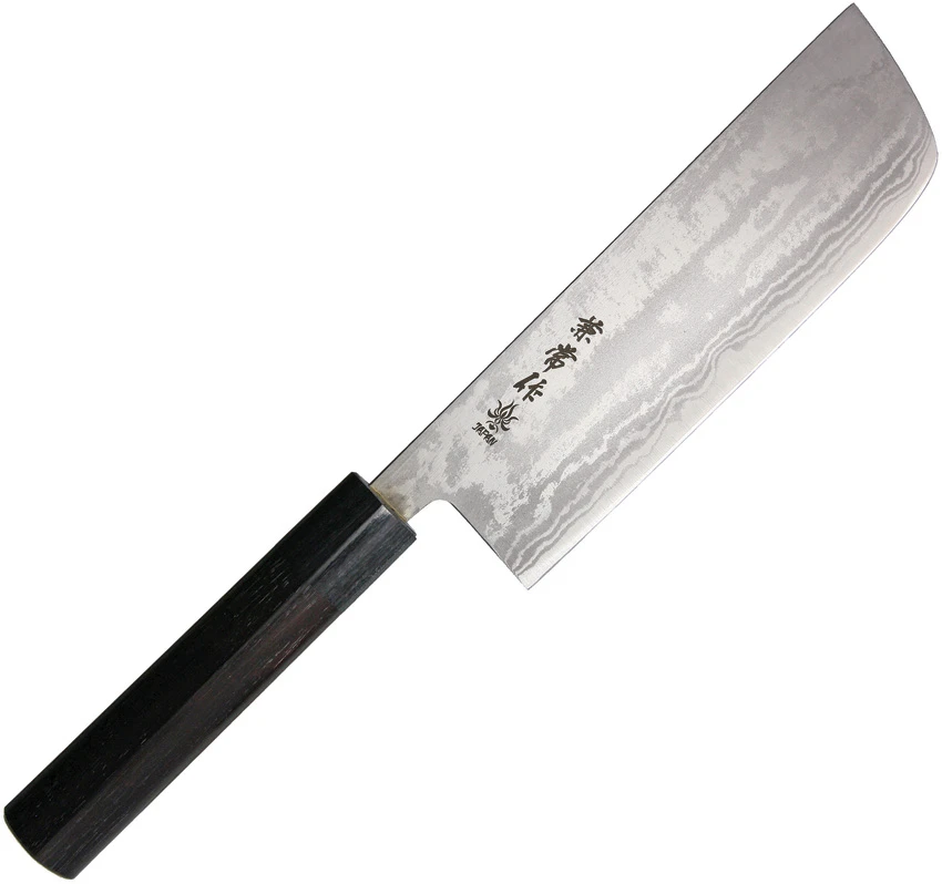 Kanetsune Nakiri Kitchen Knife Black Plywood (7" Damascus)  KC462, Kanetsune Nakiri Kitchen Knife Black Plywood (7" Damascus)  KC462 for Sale, Kanetsune Nakiri Kitchen Knife Black Plywood (7" Damascus)  KC462