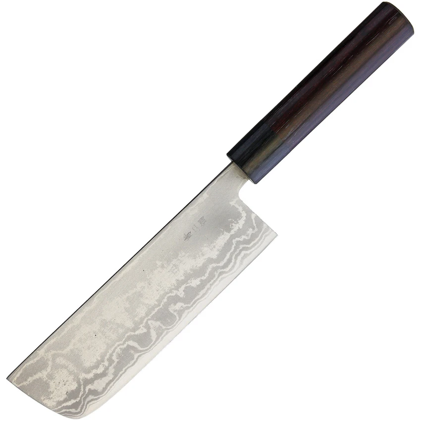Kanetsune Nakiri Kitchen Knife Black Plywood (7" Damascus)  KC462, Kanetsune Nakiri Kitchen Knife Black Plywood (7" Damascus)  KC462 for Sale, Kanetsune Nakiri Kitchen Knife Black Plywood (7" Damascus)  KC462