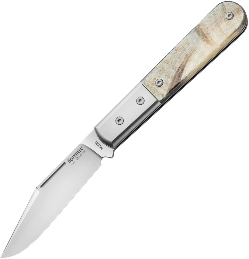 LionSteel Shuffler Clip Point Slip Joint Knife Brown Ram Horn (3" Satin M390), LionSteel Shuffler Clip Point Slip Joint Knife Brown Ram Horn (3" Satin M390) for Sale, LionSteel Shuffler Clip Point Slip Joint Knife Brown Ram Horn (3" Satin M390)