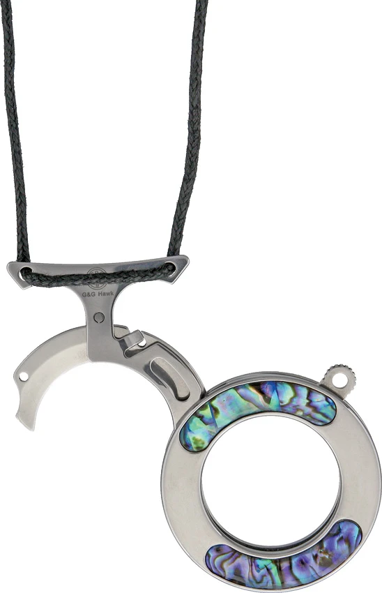 Mantis Vicious Circle Folding Neck Knife Abalone (1.25" Satin) MK14pa, Mantis Vicious Circle Folding Neck Knife Abalone (1.25" Satin) MK14pa for Sale, Mantis Vicious Circle Folding Neck Knife Abalone (1.25" Satin) MK14pa