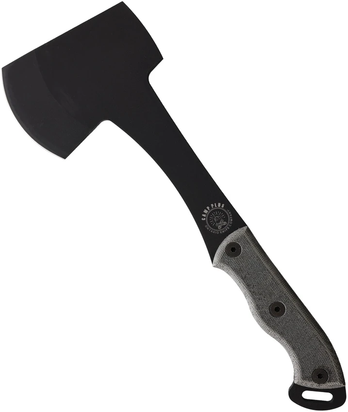 Ontario Camp Plus Hatchet Gray Canvas Micarta (4.25 Black Carbon Steel), Ontario Camp Plus Hatchet Gray Canvas Micarta (4.25 Black Carbon Steel) for Sale, Ontario Camp Plus Hatchet Gray Canvas Micarta (4.25 Black Carbon Steel)