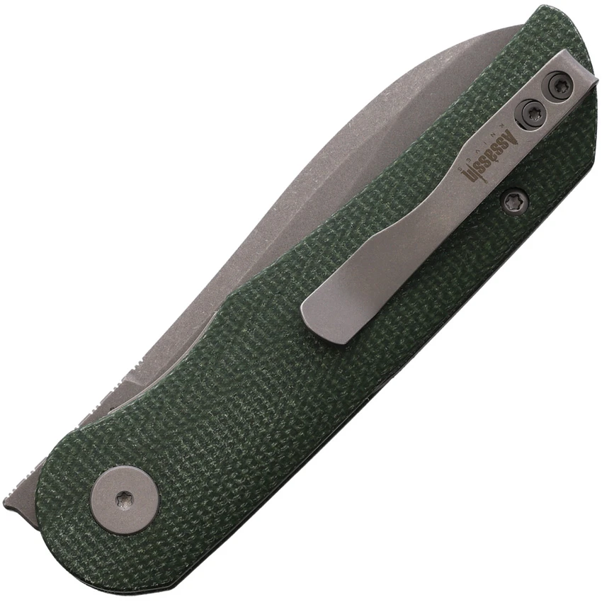 Petrified Fish El Camino Liner Lock Knife Green Micarta (3.5" SW N690), Petrified Fish El Camino Liner Lock Knife Green Micarta (3.5" SW N690) for Sale, Petrified Fish El Camino Liner Lock Knife Green Micarta (3.5" SW N690)