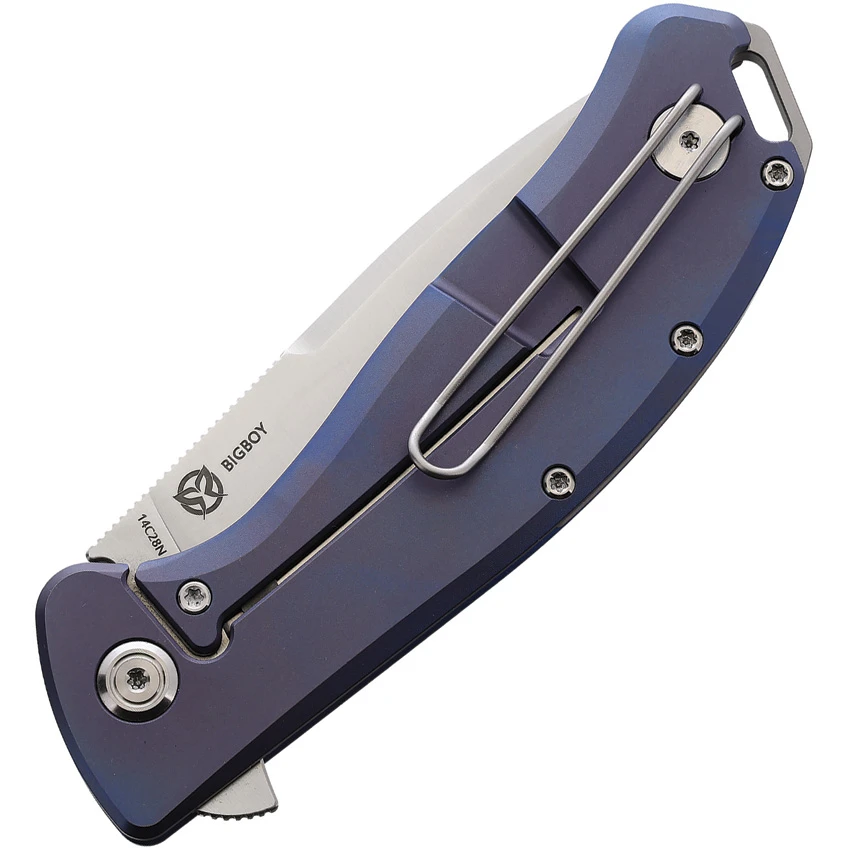 PMP Knives Big Boy Flipper Frame Lock Knife  Blue Titanium (3.7" Satin) PMP023, PMP Knives Big Boy Flipper Frame Lock Knife  Blue Titanium (3.7" Satin) PMP023 for Sale, PMP Knives Big Boy Flipper Frame Lock Knife  Blue Titanium (3.7" Satin) PMP023