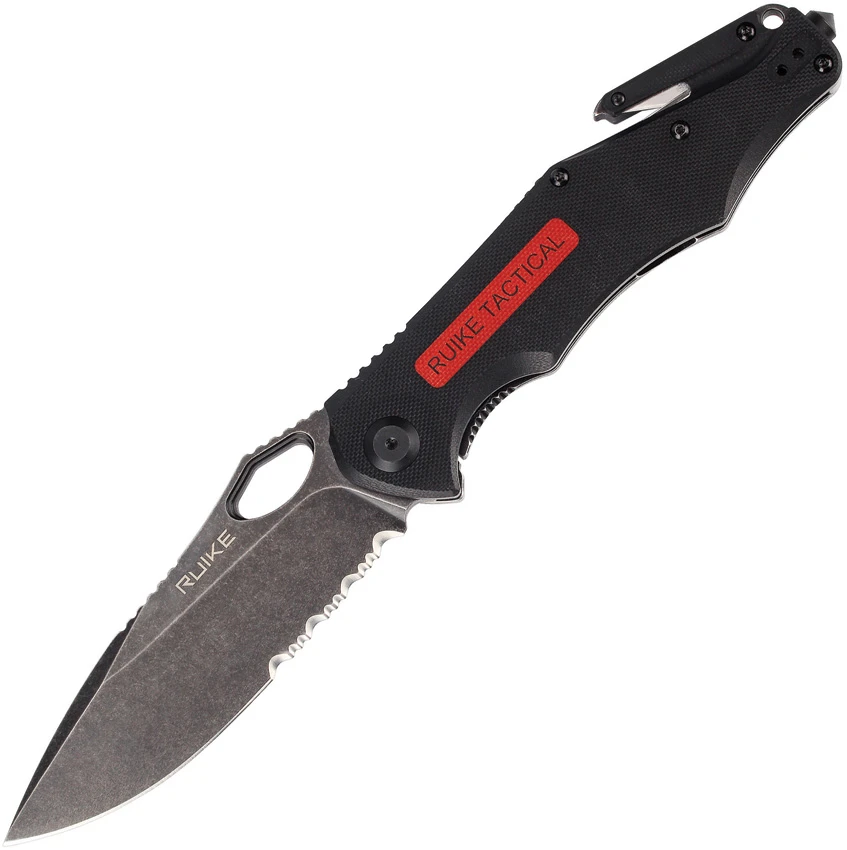 RUIKE M195 Frame Lock + Beta Plus Lock Knife Black G-10 (3.25" Black SW Serr), RUIKE M195 Frame Lock + Beta Plus Lock Knife Black G-10 (3.25" Black SW Serr) for Sale, RUIKE M195 Frame Lock + Beta Plus Lock Knife Black G-10 (3.25" Black SW Serr)