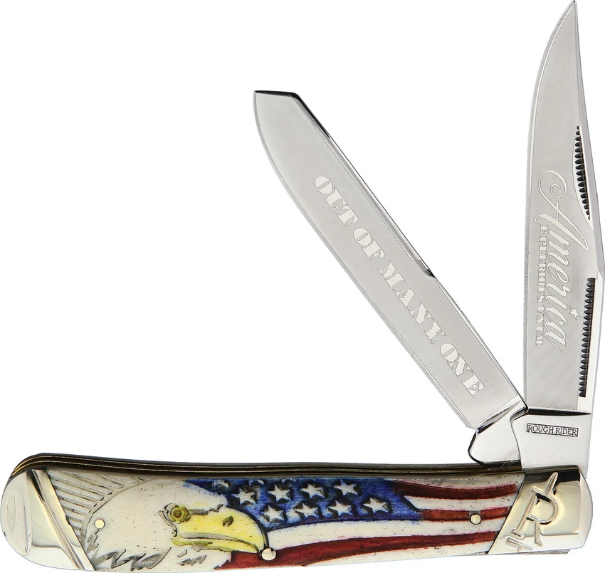 Rough Ryder Trapper Knife 4.12" "Flag And Eagle" Bone RR1776, Rough Ryder Trapper Knife 4.12" "Flag And Eagle" Bone RR1776 for Sale, Rough Ryder Trapper Knife 4.12" "Flag And Eagle" Bone RR1776