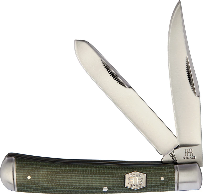 Rough Ryder Trapper Knife 3.12" Green Micarta, Rough Ryder Trapper Knife 3.12" Green Micarta for Sale, Rough Ryder Trapper Knife 3.12" Green Micarta