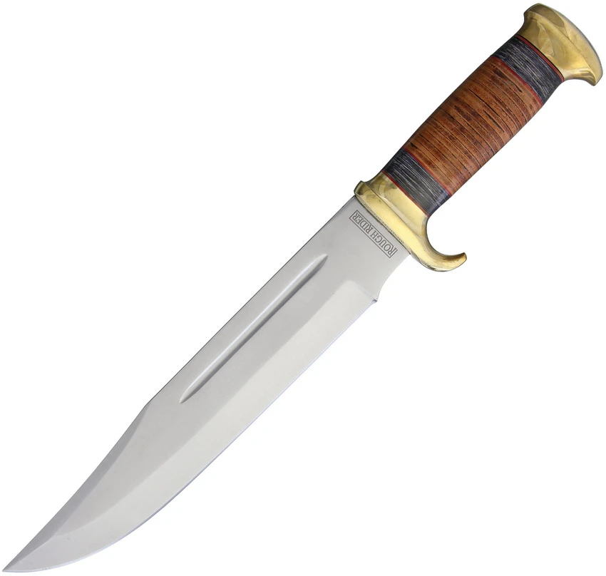 Rough Ryder 10" Bowie Fixed Blade Knife Brown Leather (10" Satin), Rough Ryder 10" Bowie Fixed Blade Knife Brown Leather (10" Satin) for Sale, Rough Ryder 10" Bowie Fixed Blade Knife Brown Leather (10" Satin)