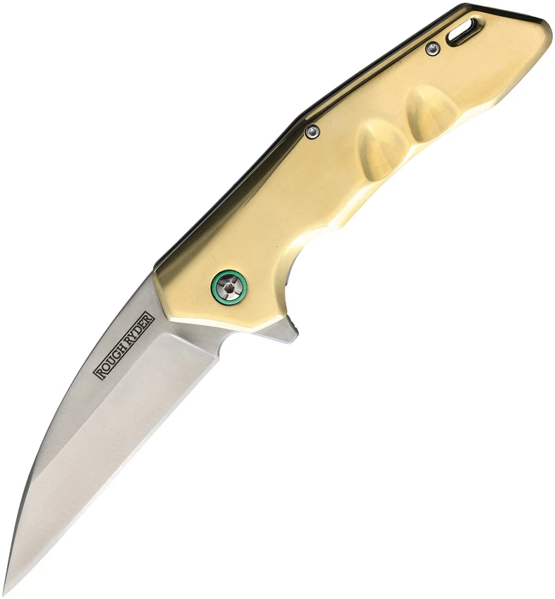 Rough Ryder Brass Wharncliffe Flipper Liner Lock Knife Brass (3.75" Satin), Rough Ryder Brass Wharncliffe Flipper Liner Lock Knife Brass (3.75" Satin) for Sale, Rough Ryder Brass Wharncliffe Flipper Liner Lock Knife Brass (3.75" Satin)