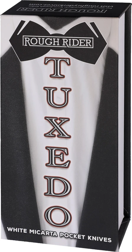 Rough Rider White Micarta Tuxedo Razor Trapper (3.25" Gray), Rough Rider White Micarta Tuxedo Razor Trapper (3.25" Gray) for Sale, Rough Rider White Micarta Tuxedo Razor Trapper (3.25" Gray)