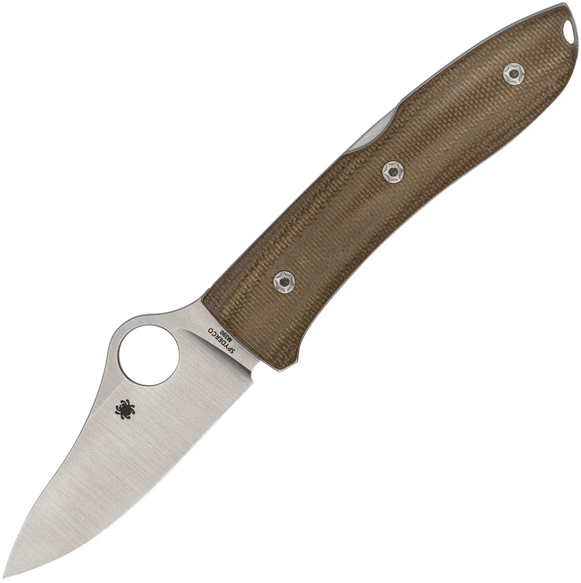 Spyderco SpyOpera Lockback Knife Brown Canvas Micarta (2.88" Satin M390), Spyderco SpyOpera Lockback Knife Brown Canvas Micarta (2.88" Satin M390) for Sale, Spyderco SpyOpera Lockback Knife Brown Canvas Micarta (2.88" Satin M390)
