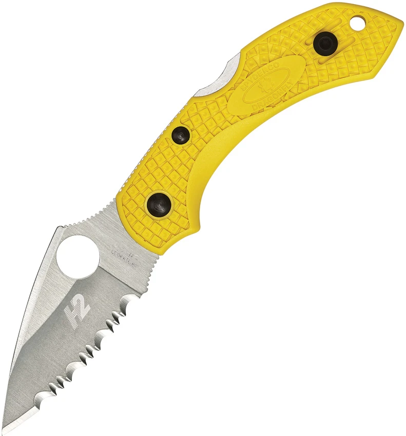 Spyderco Dragonfly 2 Salt Lockback Knife Yellow FRN (2.25" H2 Satin Serr), Spyderco Dragonfly 2 Salt Lockback Knife Yellow FRN (2.25" H2 Satin Serr) for Sale, Spyderco Dragonfly 2 Salt Lockback Knife Yellow FRN (2.25" H2 Satin Serr)