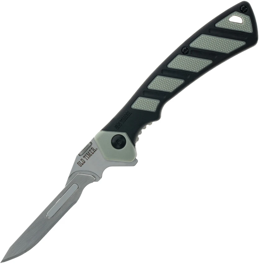 Old Timer Replaceable Blade Knife Black/Green Rubber FRN (2.75" Satin), Old Timer Replaceable Blade Knife Black/Green Rubber FRN (2.75" Satin) for Sale, Old Timer Replaceable Blade Knife Black/Green Rubber FRN (2.75" Satin)