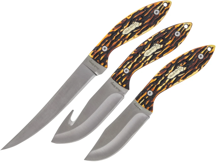 Schrade 3-Piece Hunting Knife Set – Satin Finish Stainless with Staglon Handle, Schrade 3-Piece Hunting Knife Set – Satin Finish Stainless with Staglon Handle for Sale, Schrade 3-Piece Hunting Knife Set – Satin Finish Stainless with Staglon Handle
