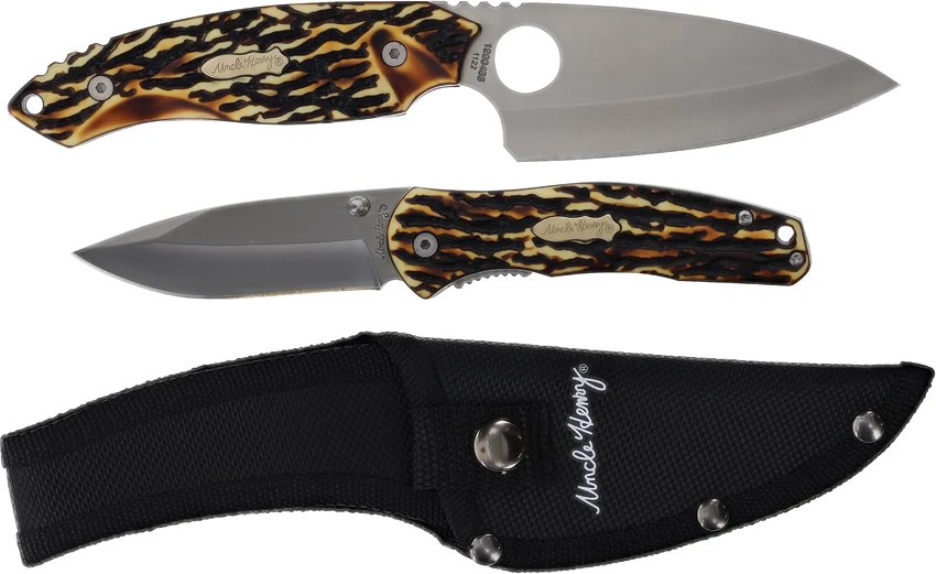 Schrade Uncle Henry 2 Pc Fixed Folder Combo Staglon (Satin), Schrade Uncle Henry 2 Pc Fixed Folder Combo Staglon (Satin) for Sale, Schrade Uncle Henry 2 Pc Fixed Folder Combo Staglon (Satin)