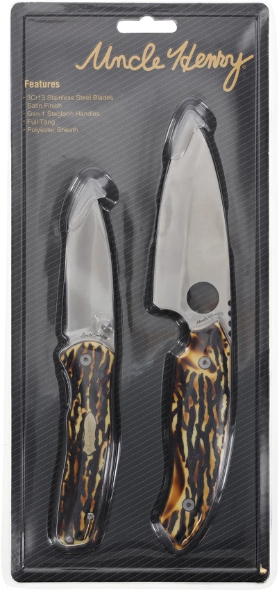 Schrade Uncle Henry 2 Pc Fixed Folder Combo Staglon (Satin), Schrade Uncle Henry 2 Pc Fixed Folder Combo Staglon (Satin) for Sale, Schrade Uncle Henry 2 Pc Fixed Folder Combo Staglon (Satin)