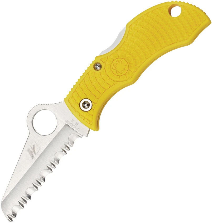 Spyderco Manbug Salt H2 Lightweight Knife Yellow (1.9" Satin Full Serr) MYLS, Spyderco Manbug Salt H2 Lightweight Knife Yellow (1.9" Satin Full Serr) MYLS for Sale, Spyderco Manbug Salt H2 Lightweight Knife Yellow (1.9" Satin Full Serr) MYLS