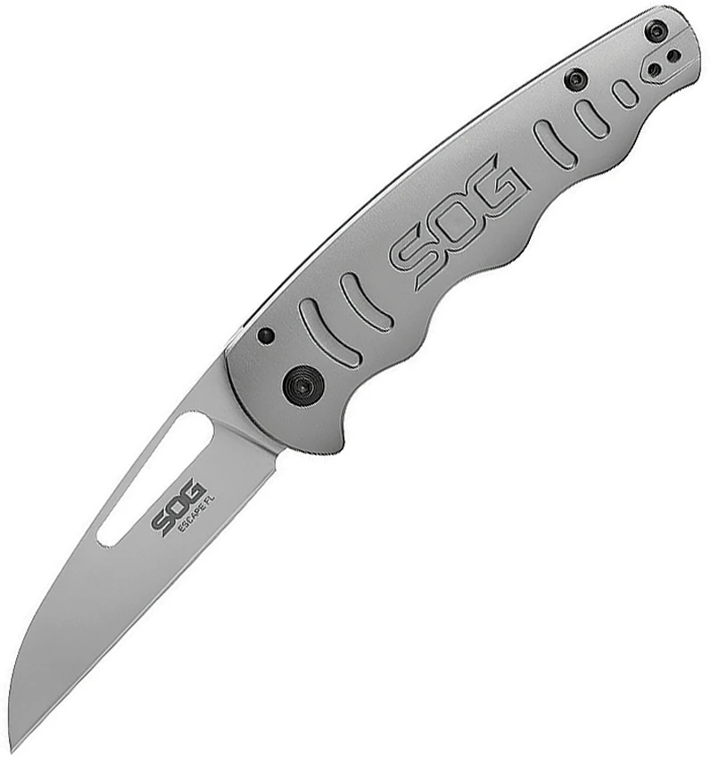 SOG Escape Sheepsfoot Frame Lock Knife Silver (3" Satin), SOG Escape Sheepsfoot Frame Lock Knife Silver (3" Satin) for Sale, SOG Escape Sheepsfoot Frame Lock Knife Silver (3" Satin)