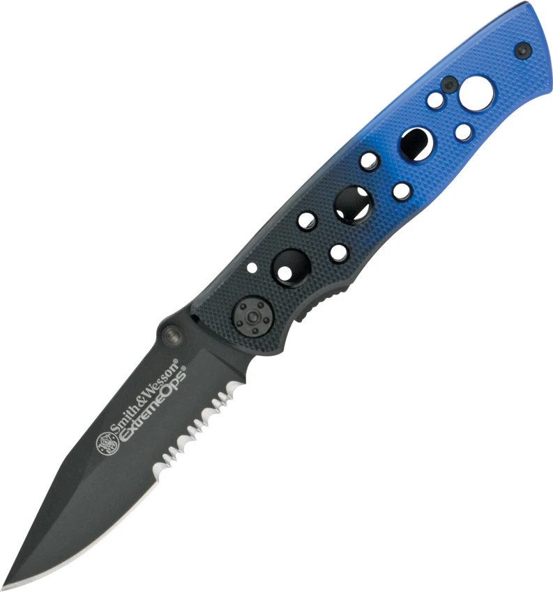 Smith & Wesson Extreme OPS Folder Blue / Black (Black Serr) CK111S, Smith & Wesson Extreme OPS Folder Blue / Black (Black Serr) CK111S for Sale, Smith & Wesson Extreme OPS Folder Blue / Black (Black Serr) CK111S