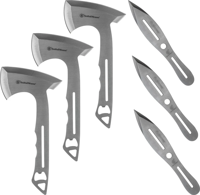 Smith & Wesson Throwing Combo Set – 3 Axes & 3 Knives with Sheaths, Smith & Wesson Throwing Combo Set – 3 Axes & 3 Knives with Sheaths for Sale, Smith & Wesson Throwing Combo Set – 3 Axes & 3 Knives with Sheaths