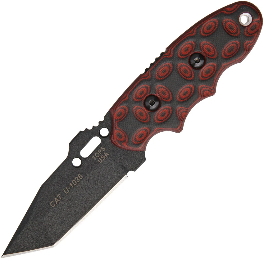 TOPS Knives C.A.T.  Tanto Fixed Blade Knife Red/Black G-10 (3.25 Black) 203T-02, TOPS Knives C.A.T.  Tanto Fixed Blade Knife Red/Black G-10 (3.25 Black) 203T-02 for Sale, TOPS Knives C.A.T.  Tanto Fixed Blade Knife Red/Black G-10 (3.25 Black) 203T-02