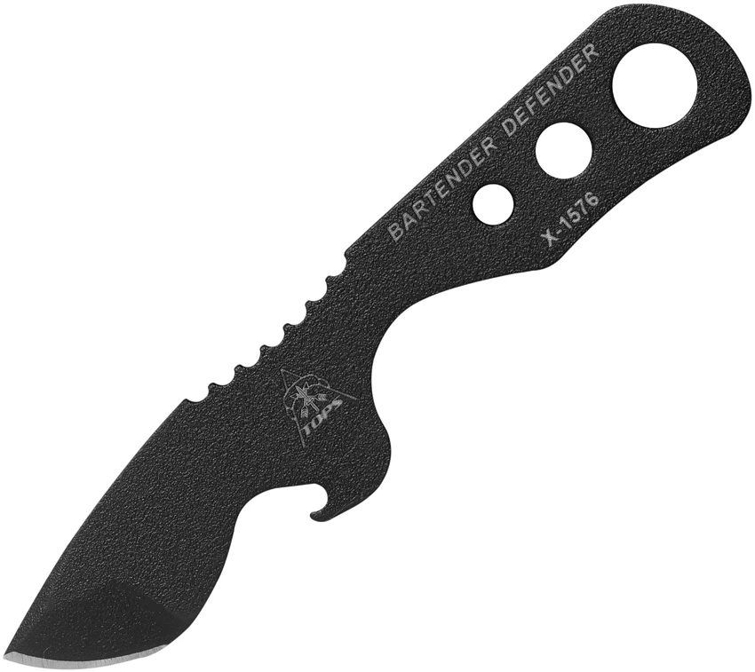 TOPS Knives Bartender Defender Neck Knife & Bottle Opener (0.75" Black) BAR-01, TOPS Knives Bartender Defender Neck Knife & Bottle Opener (0.75" Black) BAR-01 for Sale, TOPS Knives Bartender Defender Neck Knife & Bottle Opener (0.75" Black) BAR-01