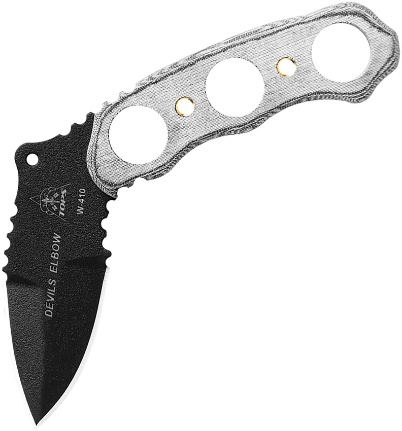 TOPS Knives Devil's Elbow XL Knife Fixed Blade (2.13" Black Plain) DEV-01, TOPS Knives Devil's Elbow XL Knife Fixed Blade (2.13" Black Plain) DEV-01 for Sale, TOPS Knives Devil's Elbow XL Knife Fixed Blade (2.13" Black Plain) DEV-01