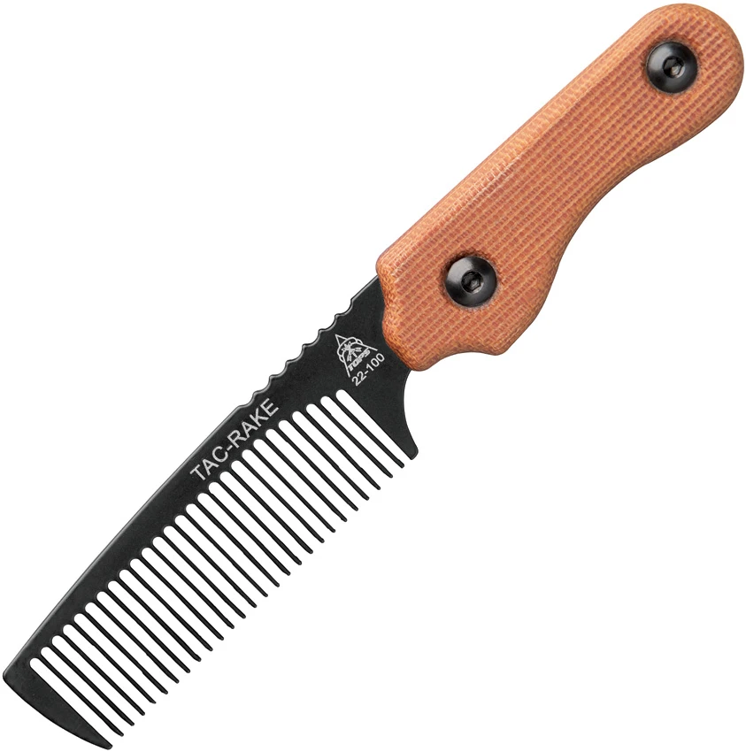 TOPS Knives Tac-Rake Comb Brown Micarta w/ Leather Sheath (Black), TOPS Knives Tac-Rake Comb Brown Micarta w/ Leather Sheath (Black) for Sale, TOPS Knives Tac-Rake Comb Brown Micarta w/ Leather Sheath (Black)