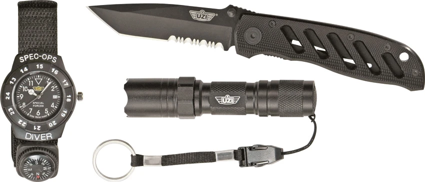 UZI Special Forces Flashlight Watch + Folding Knife Set, UZI Special Forces Flashlight Watch + Folding Knife Set for Sale, UZI Special Forces Flashlight Watch + Folding Knife Set
