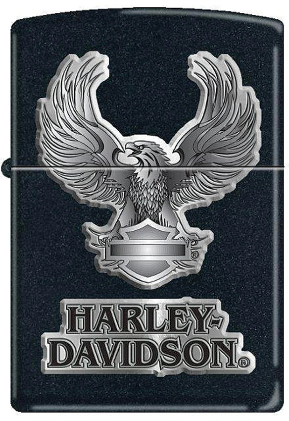 Zippo Lighter Black Matte Harley Black Eagle 12845, Zippo Lighter Black Matte Harley Black Eagle 12845 for Sale, Zippo Lighter Black Matte Harley Black Eagle 12845