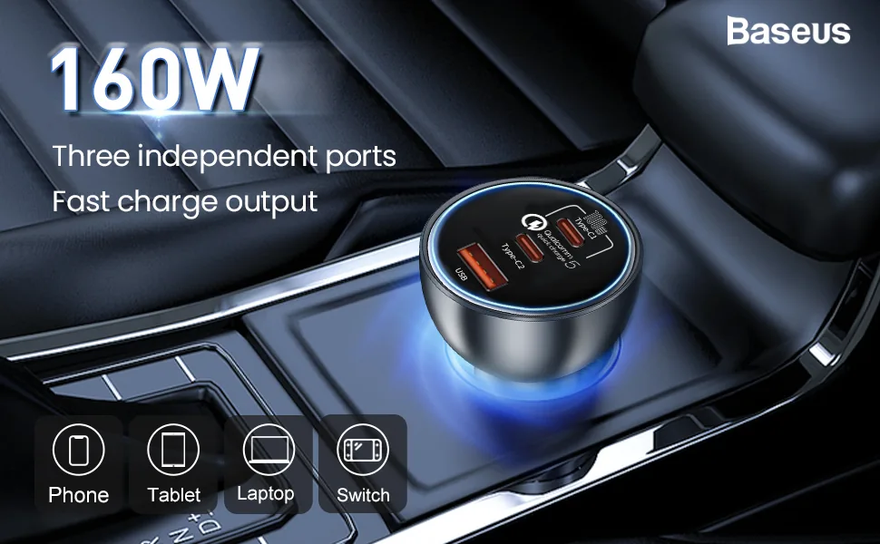 Baseus 160W 2C+U Multiport Fast Car Charger , Baseus 160W 2C+U Multiport Fast Car Charger for sale , Baseus 160W 2C+U Multiport Fast Car Charger for Sale in Pakistan , Baseus 160W 2C+U Multiport Fast Car Charger Available in Pakistan , Baseus 160W 2C+U Mu