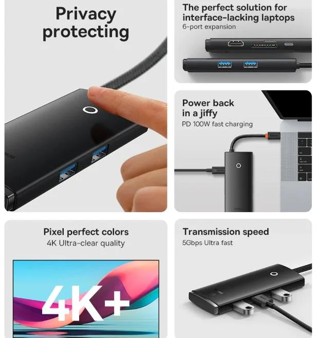 Baseus 6-Port Lite Series Type-C HUB Docking Station , Baseus 6-Port Lite Series Type-C HUB Docking Station for sale , Baseus 6-Port Lite Series Type-C HUB Docking Station for Sale in Pakistan , Baseus 6-Port Lite Series Type-C HUB Docking Station Availab