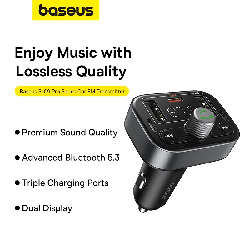 Baseus Car FM Transmitter S-09 Pro Series Black , Baseus Car FM Transmitter S-09 Pro Series Black for sale , Baseus Car FM Transmitter S-09 Pro Series Black for Sale in Pakistan , Baseus Car FM Transmitter S-09 Pro Series Black Available in Pakistan , Bas
