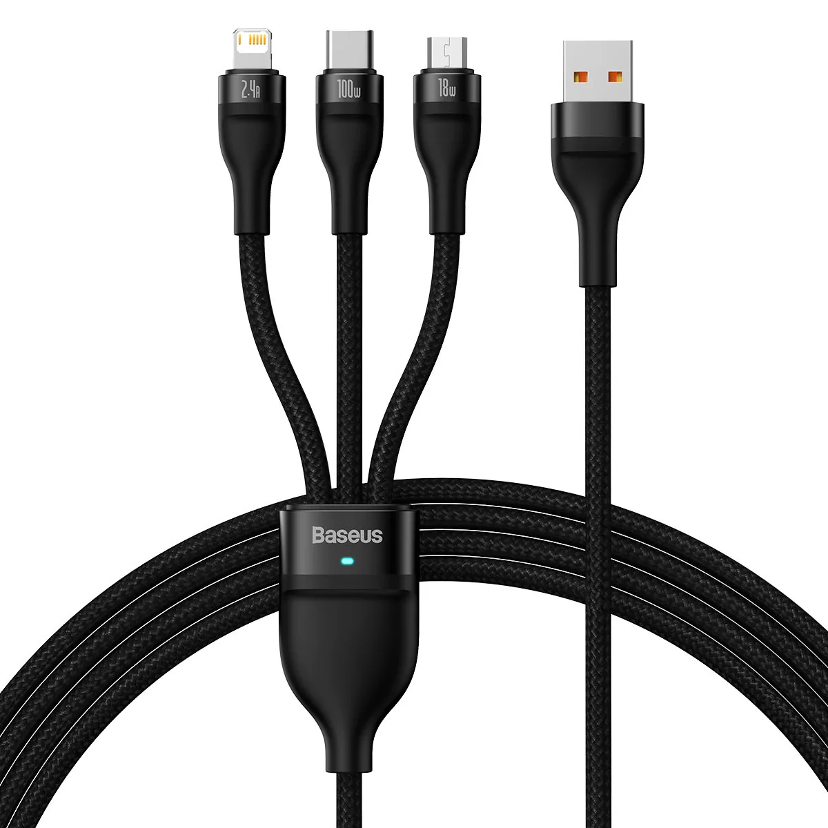 Baseus Flash SeriesⅡOne-for-three Fast Charging Data Cable USB to M+L+C 100W 1.2m Black , Baseus Flash SeriesⅡOne-for-three Fast Charging Data Cable USB to M+L+C 100W 1.2m Black for sale , Baseus Flash SeriesⅡOne-for-three Fast Charging Data Cable USB to 