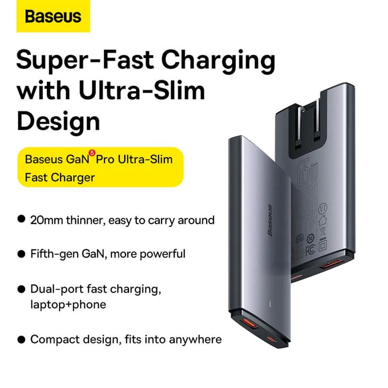Baseus GaN5 Pro Flat Type-C Wall Charger 65W Universal Plug , Baseus GaN5 Pro Flat Type-C Wall Charger 65W Universal Plug for sale , Baseus GaN5 Pro Flat Type-C Wall Charger 65W Universal Plug for Sale in Pakistan , Baseus GaN5 Pro Flat Type-C Wall Charge