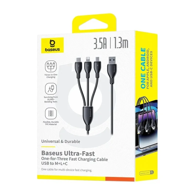 Baseus Ultra-Fast 3 in 1 Fast Charging Cable 3.5A 1.3m , Baseus Ultra-Fast 3 in 1 Fast Charging Cable 3.5A 1.3m for sale , Baseus Ultra-Fast 3 in 1 Fast Charging Cable 3.5A 1.3m for Sale in Pakistan , Baseus Ultra-Fast 3 in 1 Fast Charging Cable 3.5A 1.3m
