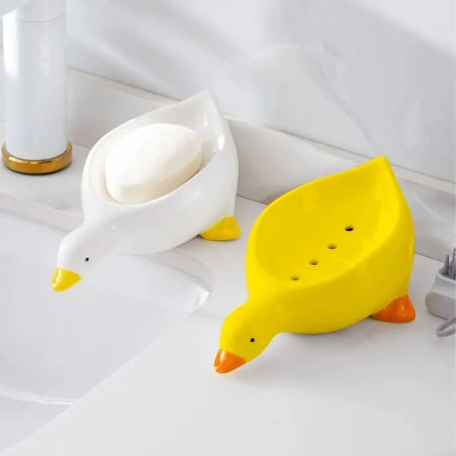 1 piece Self Draining Soap Holder Portable Duck Shape Soap Box Cute Soap Container Plastic Soap Tray Home Bathroom Kitchen Accessories Color Yellow, White Very good quality , 1 piece Self Draining Soap Holder Portable Duck Shape Soap Box Cute Soap Contain