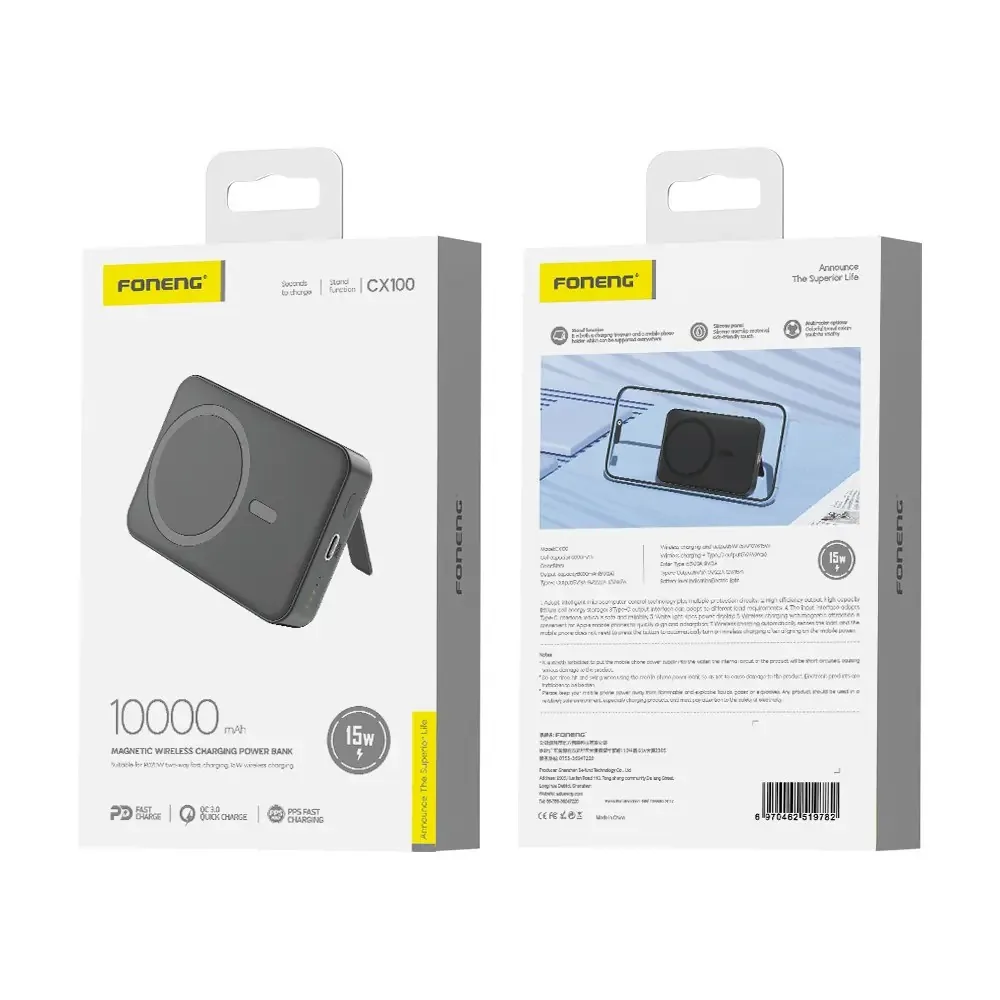 Foneng 10000mAh Magnetic Wireless Power Bank CX100 (15W) , Foneng 10000mAh Magnetic Wireless Power Bank CX100 (15W) for sale , Foneng 10000mAh Magnetic Wireless Power Bank CX100 (15W) for Sale in Pakistan , Foneng 10000mAh Magnetic Wireless Power Bank CX1