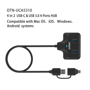 Onten 4-in-2 USB-C / Type-C+USB3.0 4-Ports HUB OTN-UCA2310 , Onten 4-in-2 USB-C / Type-C+USB3.0 4-Ports HUB OTN-UCA2310 for sale , Onten 4-in-2 USB-C / Type-C+USB3.0 4-Ports HUB OTN-UCA2310 for Sale in Pakistan , Onten 4-in-2 USB-C / Type-C+USB3.0 4-Ports