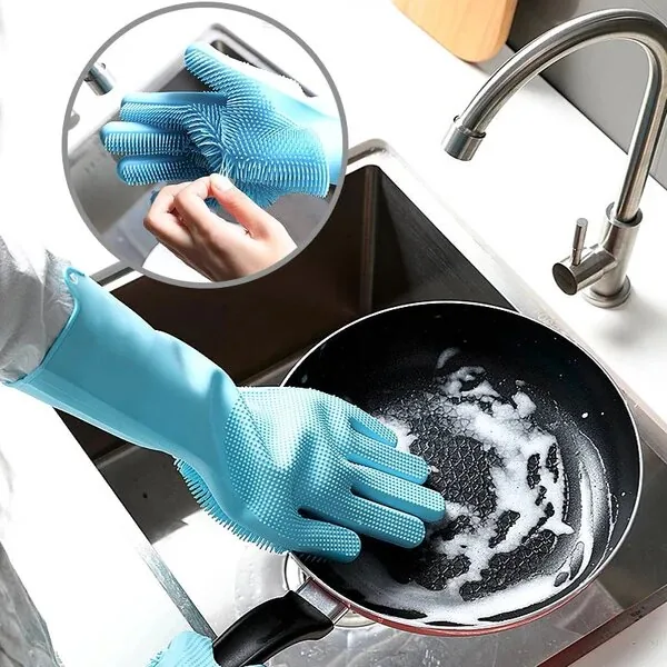 Magic Silicone Dishwashing Scrubber Dish Washing Sponge Rubber Scrub Gloves Kitchen Cleaning 1 Pair , Magic Silicone Dishwashing Scrubber Dish Washing Sponge Rubber Scrub Gloves Kitchen Cleaning 1 Pair for sale , Magic Silicone Dishwashing Scrubber Dish W