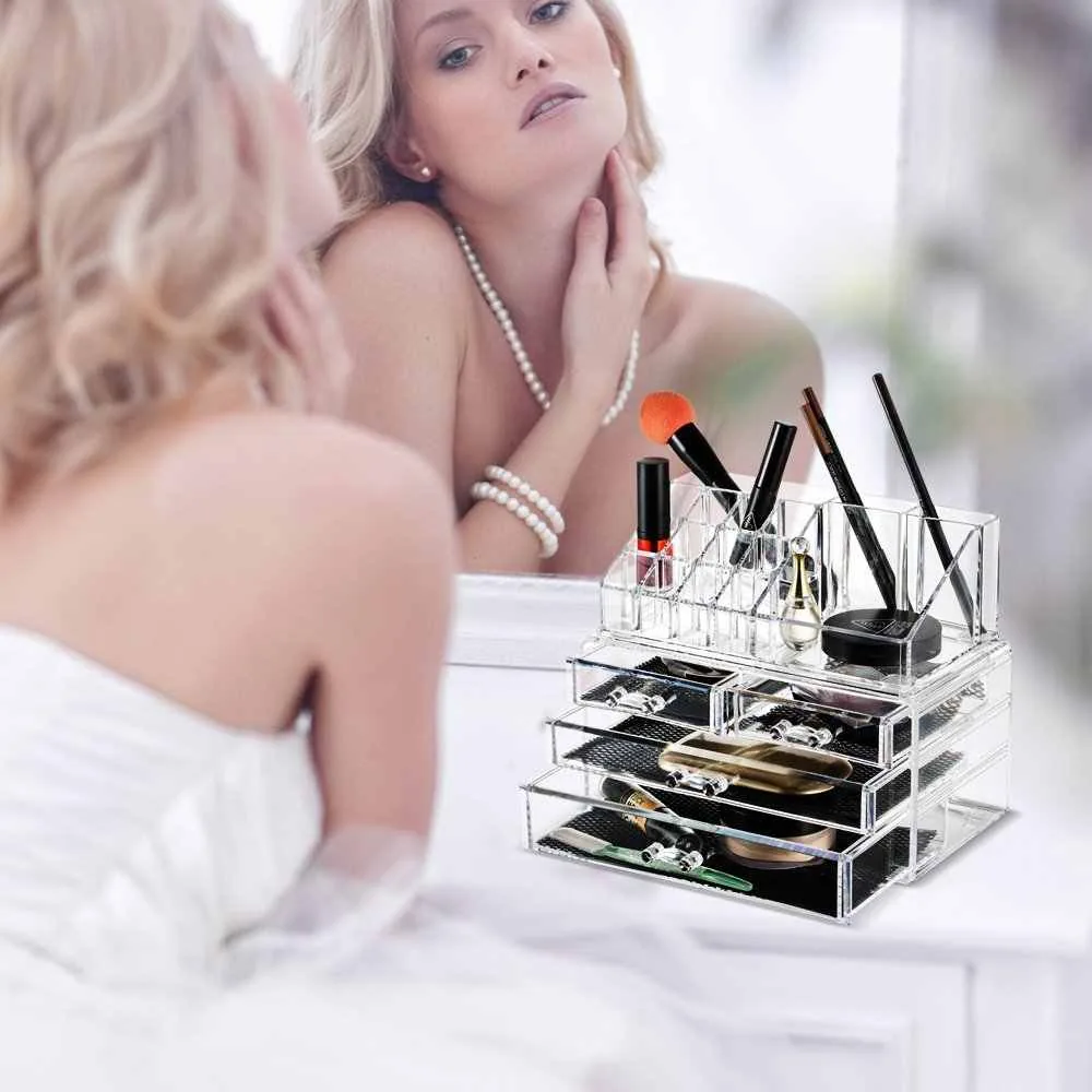 CHOICE FUN Stackable Desk Table Clear Plastic Make Up Storage Box Organizer , CHOICE FUN Stackable Desk Table Clear Plastic Make Up Storage Box Organizer for sale , CHOICE FUN Stackable Desk Table Clear Plastic Make Up Storage Box Organizer for Sale in Pa