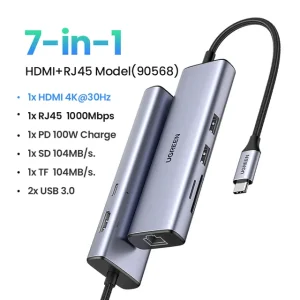 UGREEN 90568 7-IN-1 USB-C TO 2XUSB A, 1X HDMI+RJ45, SD/TF, PD HUB , UGREEN 90568 7-IN-1 USB-C TO 2XUSB A, 1X HDMI+RJ45, SD/TF, PD HUB for sale , UGREEN 90568 7-IN-1 USB-C TO 2XUSB A, 1X HDMI+RJ45, SD/TF, PD HUB for Sale in Pakistan , UGREEN 90568 7-IN-1 U